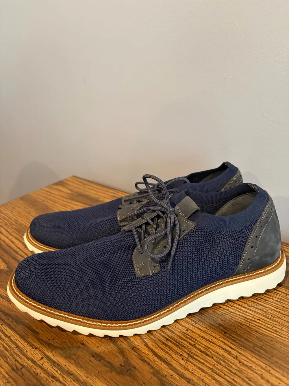 Dockers Navy Knit Lace-Up Oxford with Brown Trim